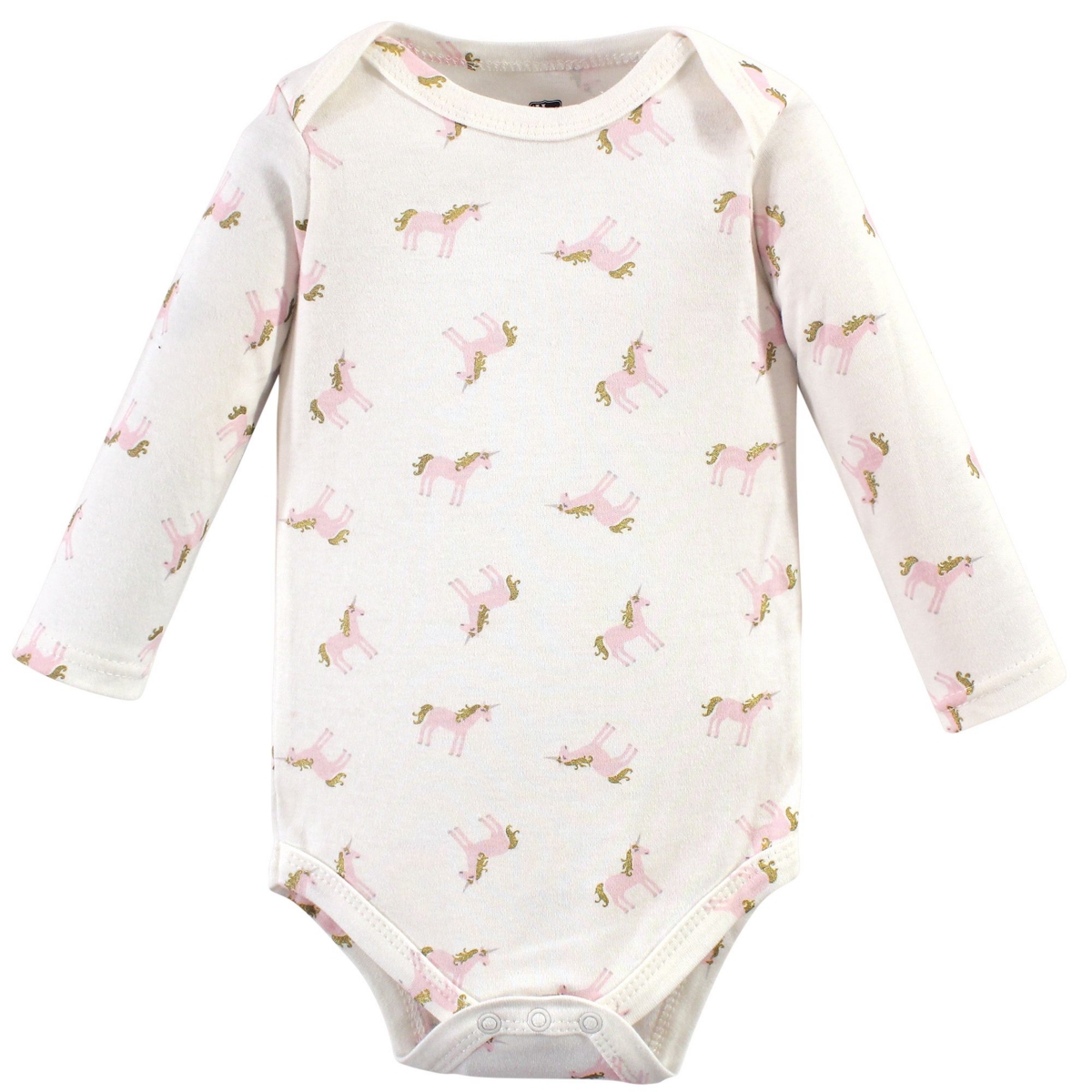 Hudson Baby Baby Girls Cotton Long-Sleeve Bodysuits 5pk,- Gold unicorn