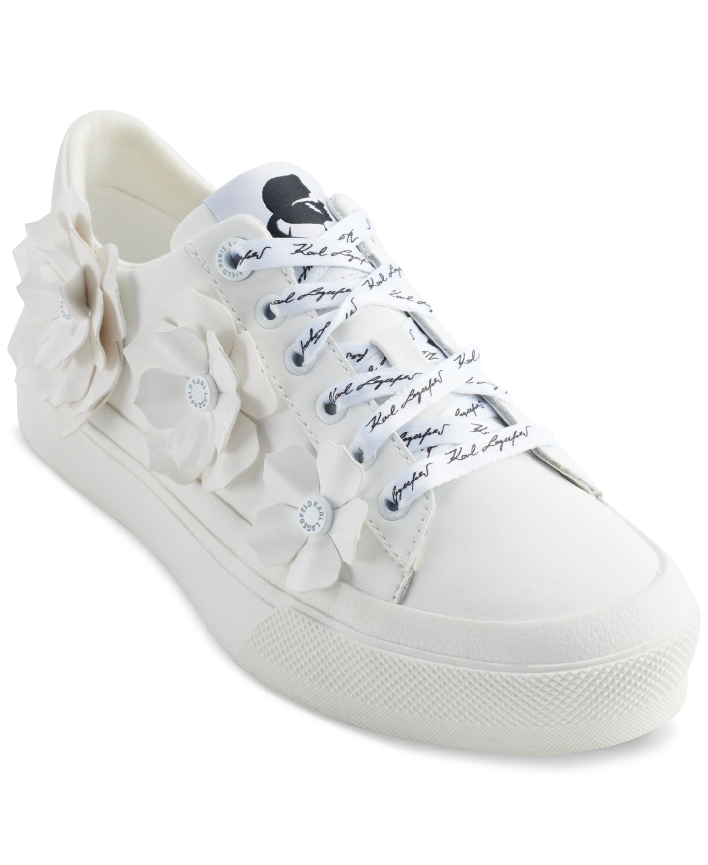 Женские кроссовки KARL LAGERFELD PARIS Georgia Lace-Up Embellished, цвет: Яркий белый — фото 1