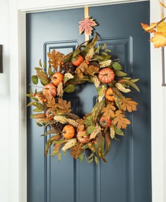 24"D Fall Pumpkin Leaf Floral Wreath