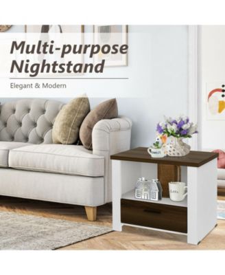 Accent Nightstand with Drawer and Open Shelf