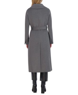 Women's Belted Wing-Collar Wrap Coat
