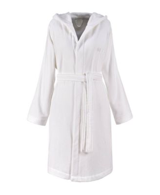 Plain Hooded Cotton Velour Women's Bathrobe