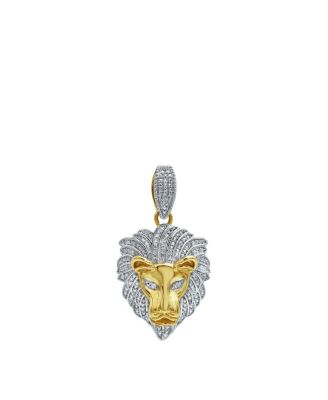 King of the Jungle Natural Round Cut Diamond Pendant(0.09 cttw) in 14k Yellow Gold for Women & Men