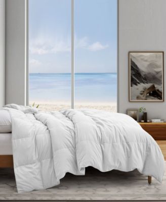Lightweight White Goose Down Feather Fiber Comforter, California King