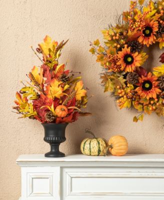 24"H Fall Maple Leaf Urn Table Tree