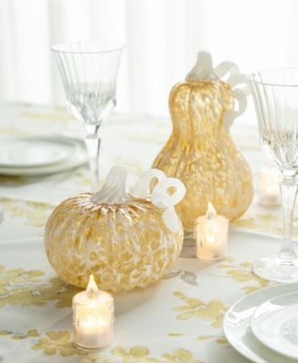 6"D Fall Amber Dots Round Glass Pumpkin