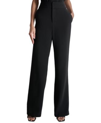 DKNY - Women's High-Waist Front-Zip Wide-Leg Pants