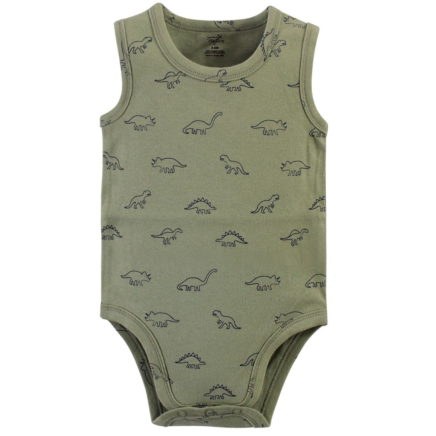 Touched by Nature Baby Boys Five-Piece Natural Cotton Sleeveless Onesies, цвет: Bold Dinosaurs — фото 3