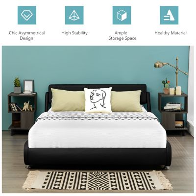 2 Pieces Wooden Modern Nightstand Set with Solid Wood Legs for Living Room