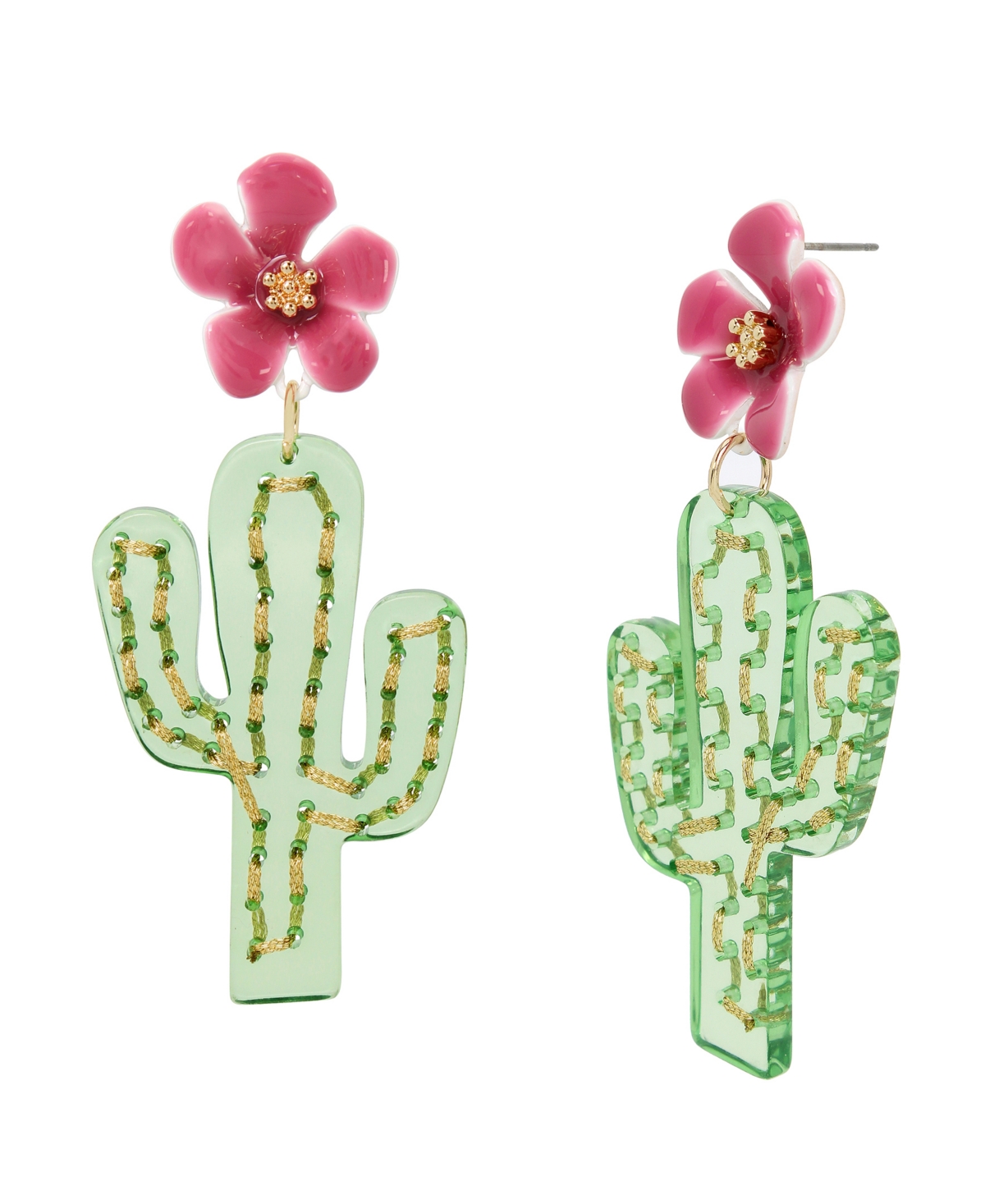Acetate Cactus Drop Earrings - Multi