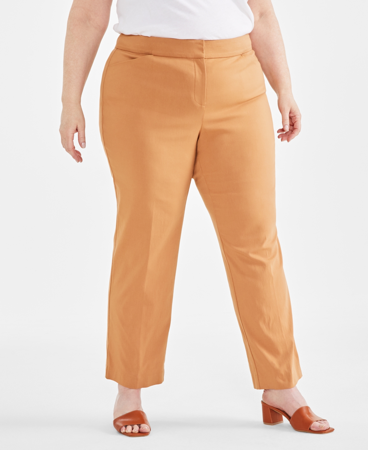 JM COLLECTION PLUS SIZE CURVY-FIT STRAIGHT-LEG PANTS, EXCLUSIVELY AT MACY'S 