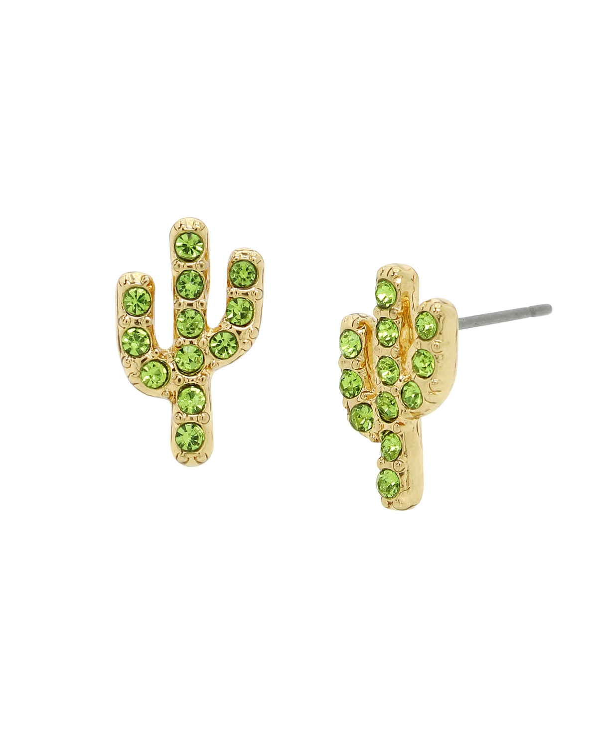 Betsey Johnson Faux Stone Cactus Stud Earrings In Green