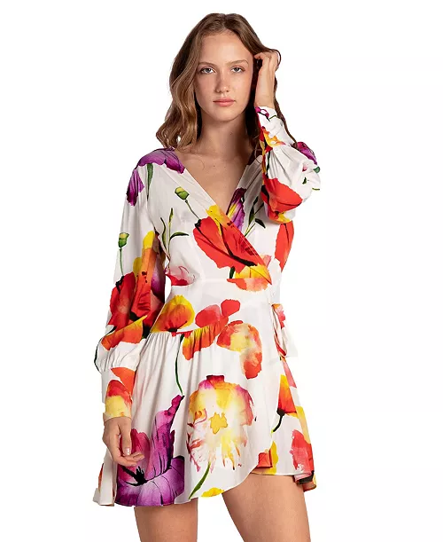 women's the dancer longsleeve mini wrap dress