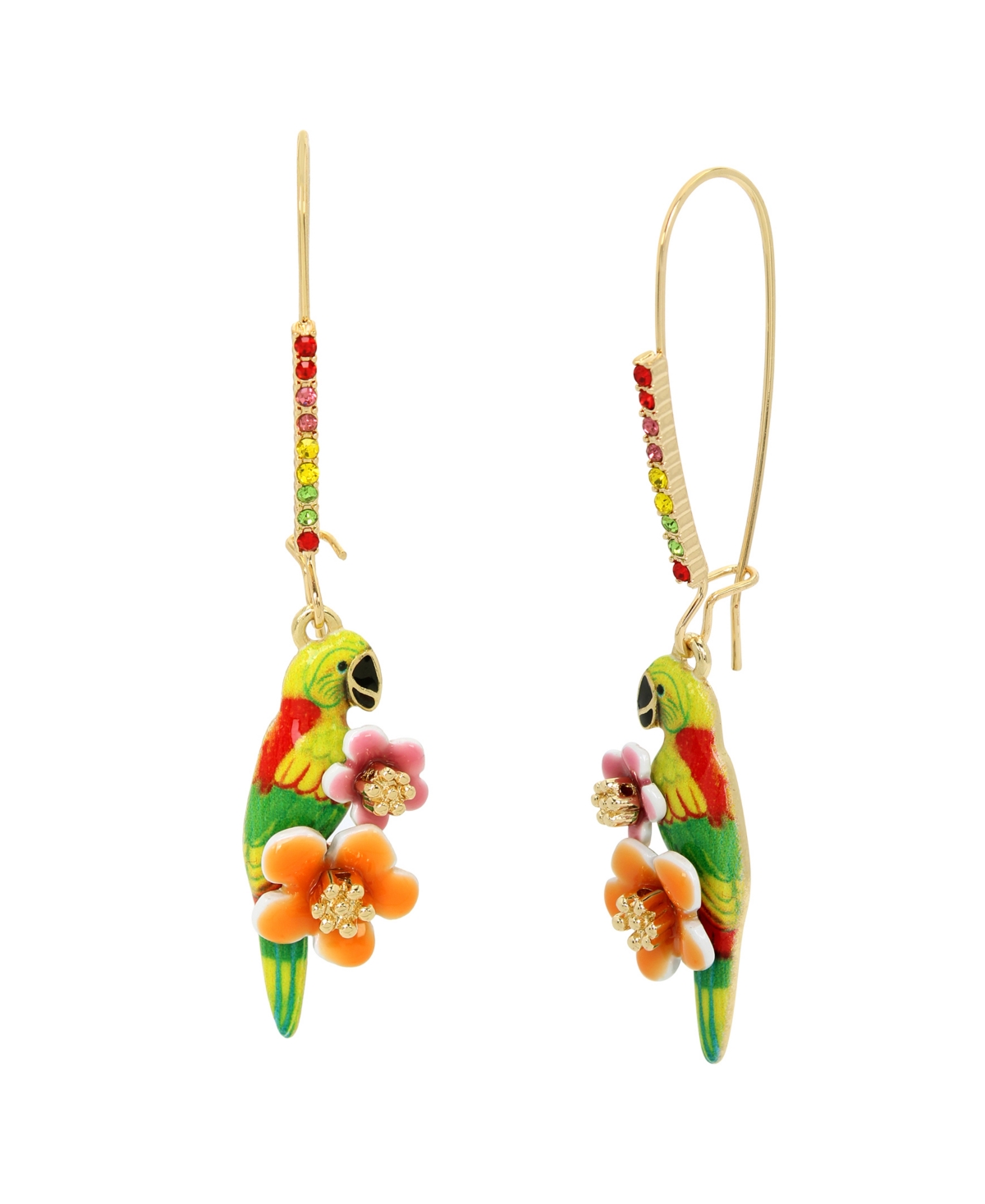 Shop Betsey Johnson Faux Stone Parrot Dangle Earrings In Multi