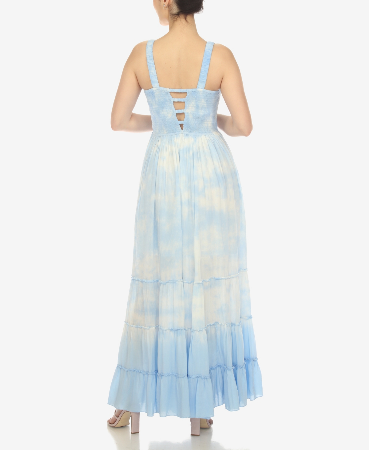 WHITE MARK WOMEN'S SMOCKED RUFFLE MAXI DRESS 