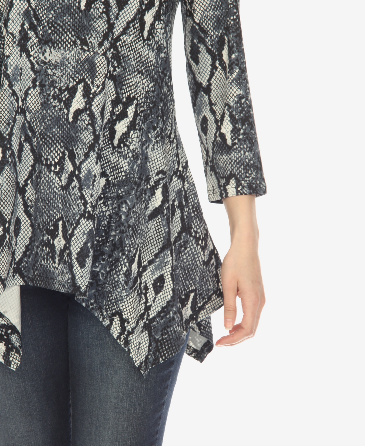 Shop White Mark Women's Snake Print Cold Shoulder Tunic In White