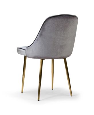 34" Alpha Velvet Fabric, Steel Dining Chair, Set of 2