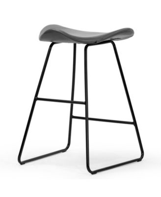 24" Aoi Polyester, Metal Counter Height Stool, Set of 2