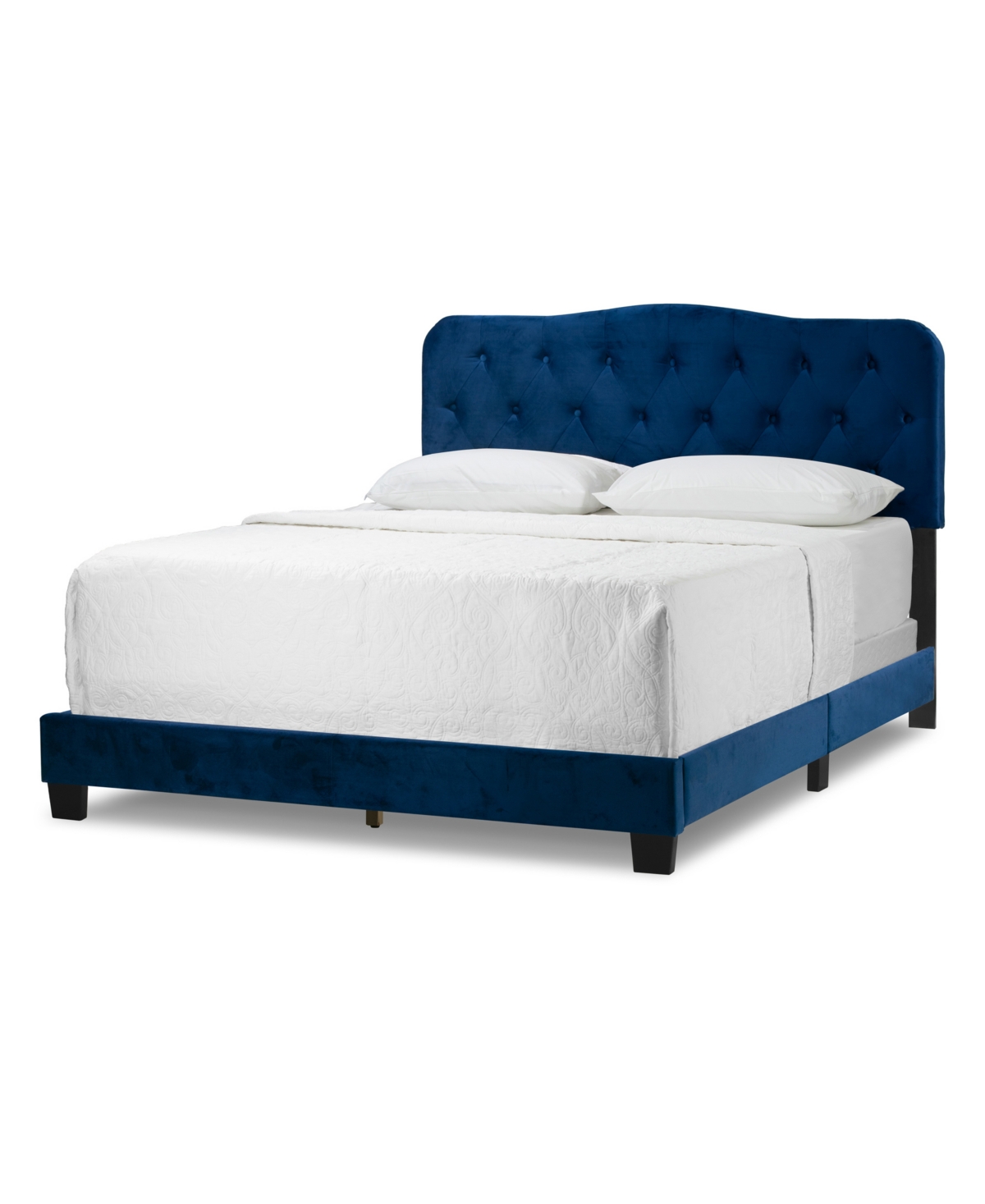 Shop Glamour Home 48.13" Artan Fabric, Rubberwood Queen Bed In Navy