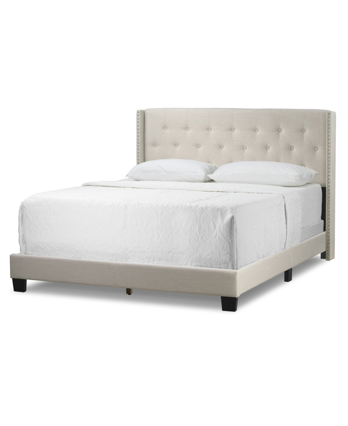 Shop Glamour Home 46.5" Arty Polyester, Rubberwood King Bed In Beige