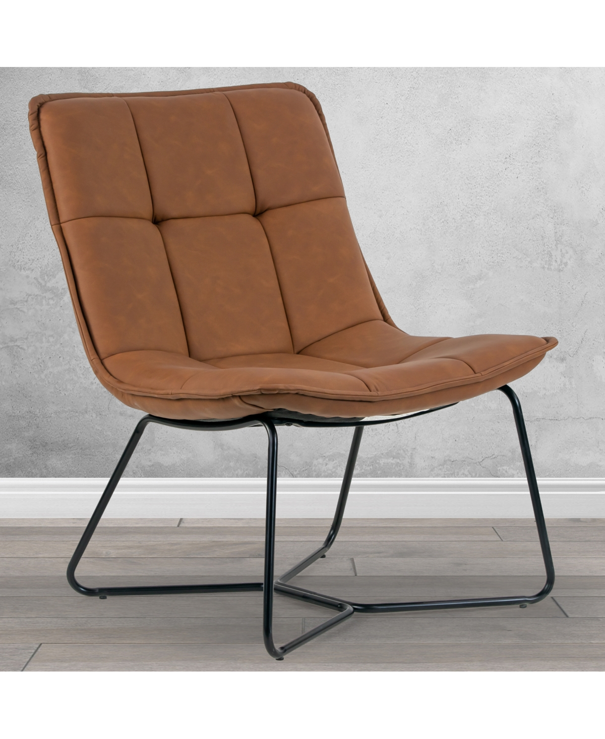 Shop Glamour Home Aurele 26.5" Polyester Metal Armless Accent Chair In Brown