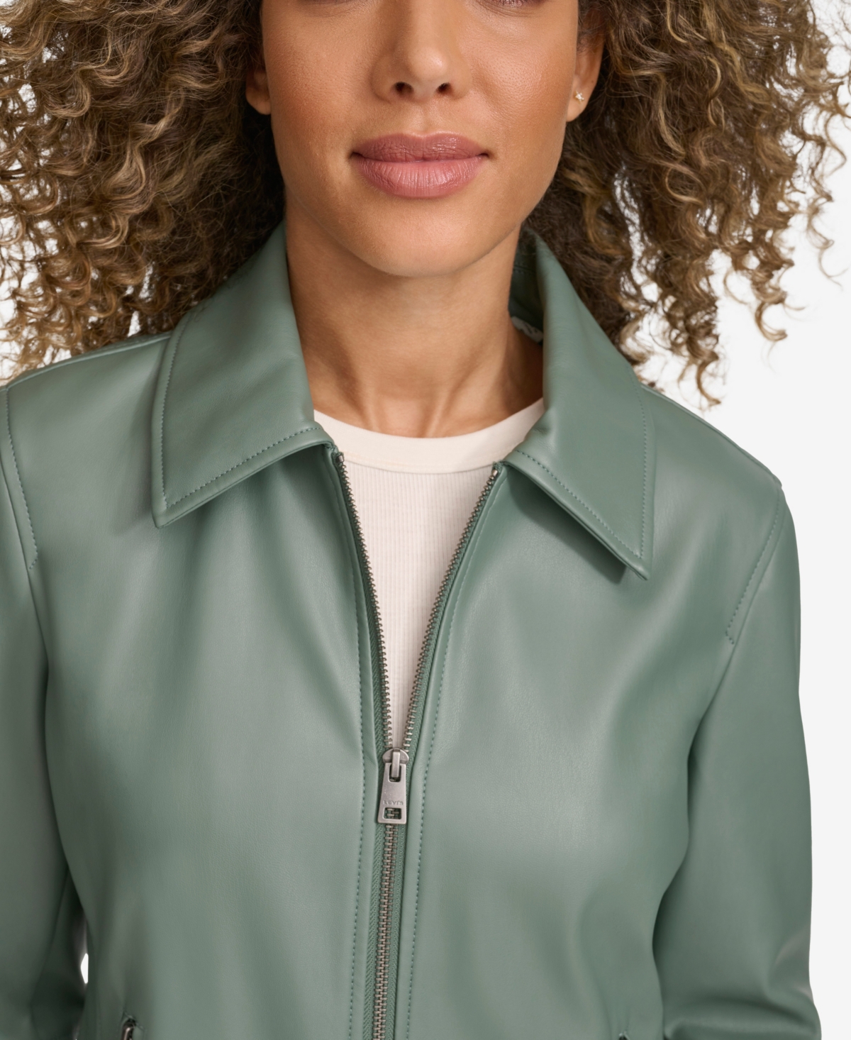 Shop Levi's Women's Faux Leather Laydown Collar Jacket In Dark Forest