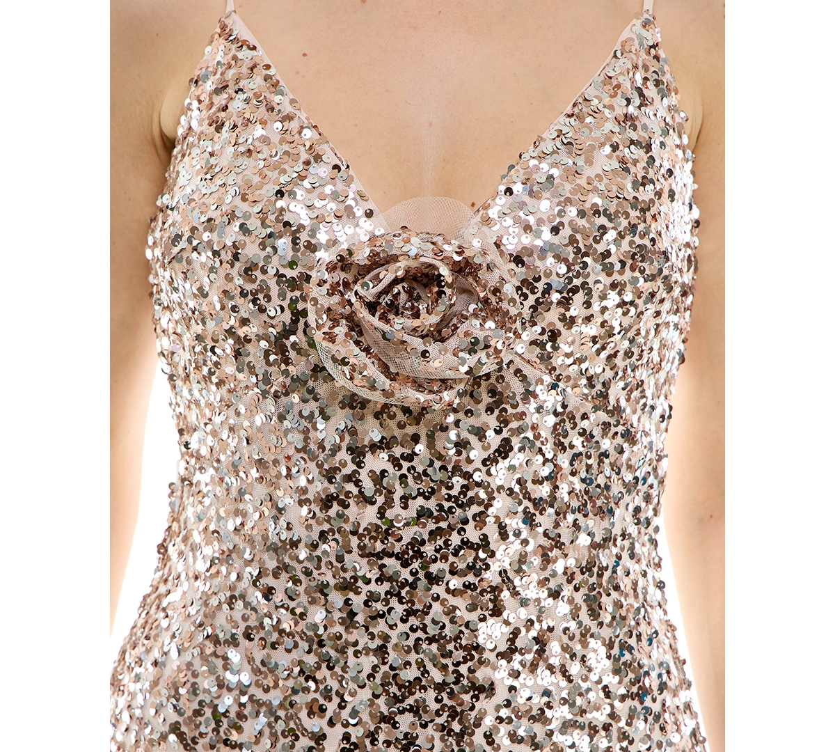 Taylor Women's Sequin Embellished Rosette Sleeveless Gown
