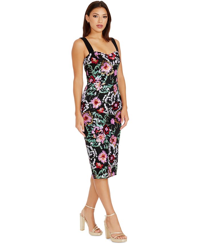 Dress the Population Women's Nicole Sequin Floral Midi Dress - Macy's