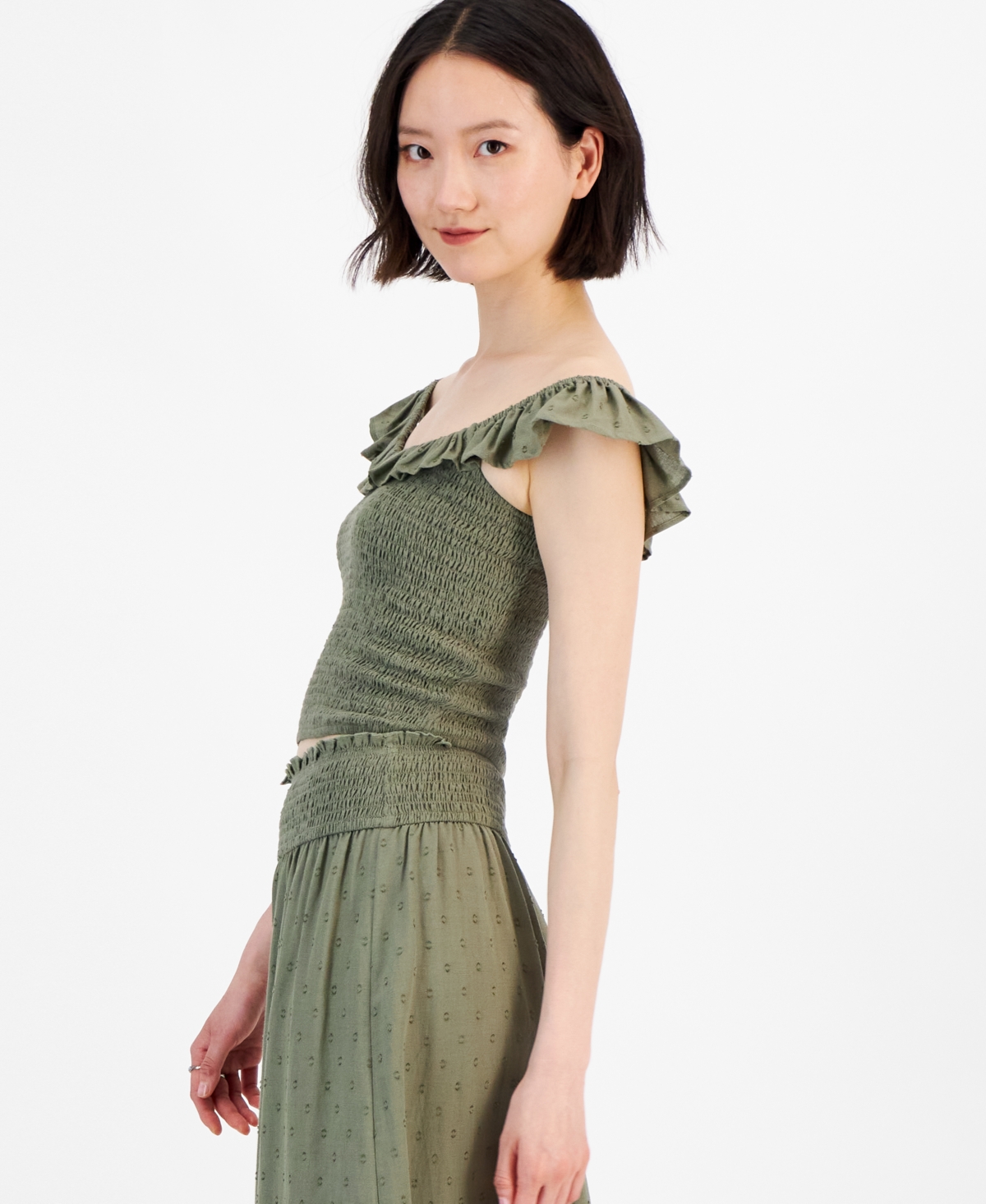 And Now This Women's Ruffle-Neck Smocked Tank Top, Created for Macy's