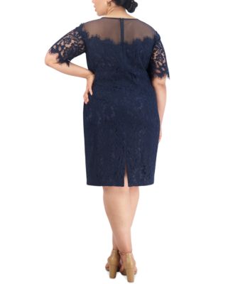 Eliza J Plus Size Illusion Lace Sheath Dress - Macy's