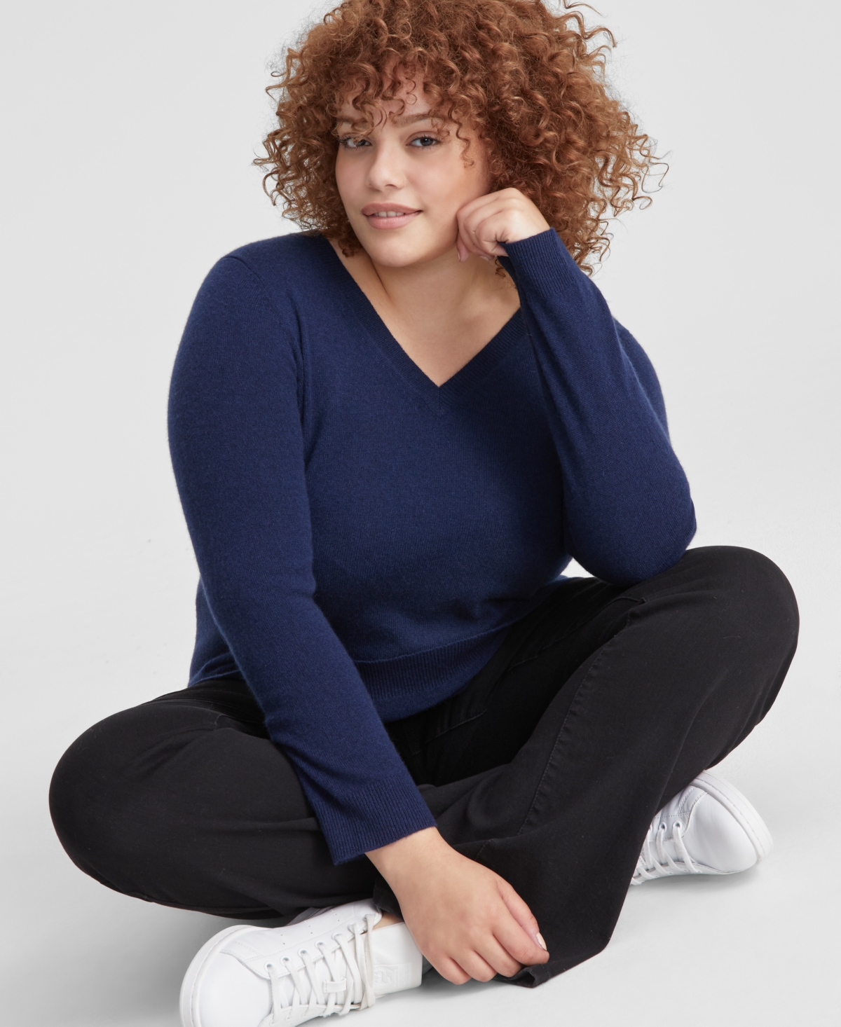 Charter Club Plus Size 100 Cashmere V neck Sweater Created For Macy s In Admiral Navy ModeSens