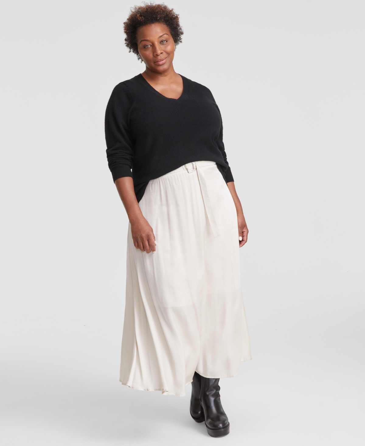 Charter Club Plus Size 100% Cashmere V-neck Sweater, Created For Macy's In Classic Black