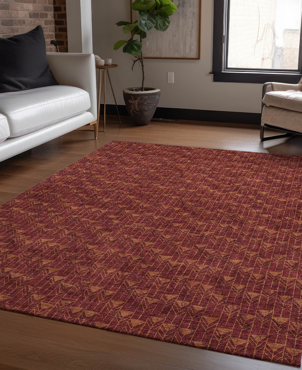 Addison Chantille Machine Washable Acn514 3'x5' Area Rug In Burgundy
