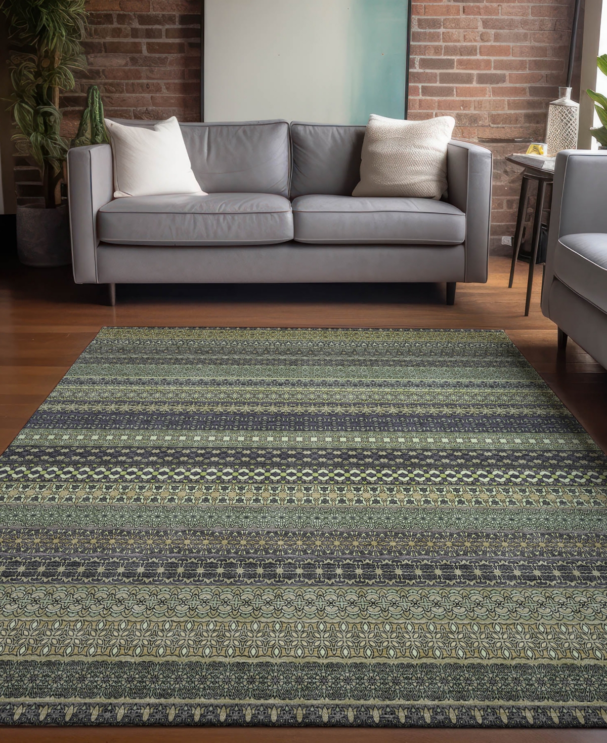Addison Chantille Machine Washable Acn527 5'x7'6 Area Rug In Green