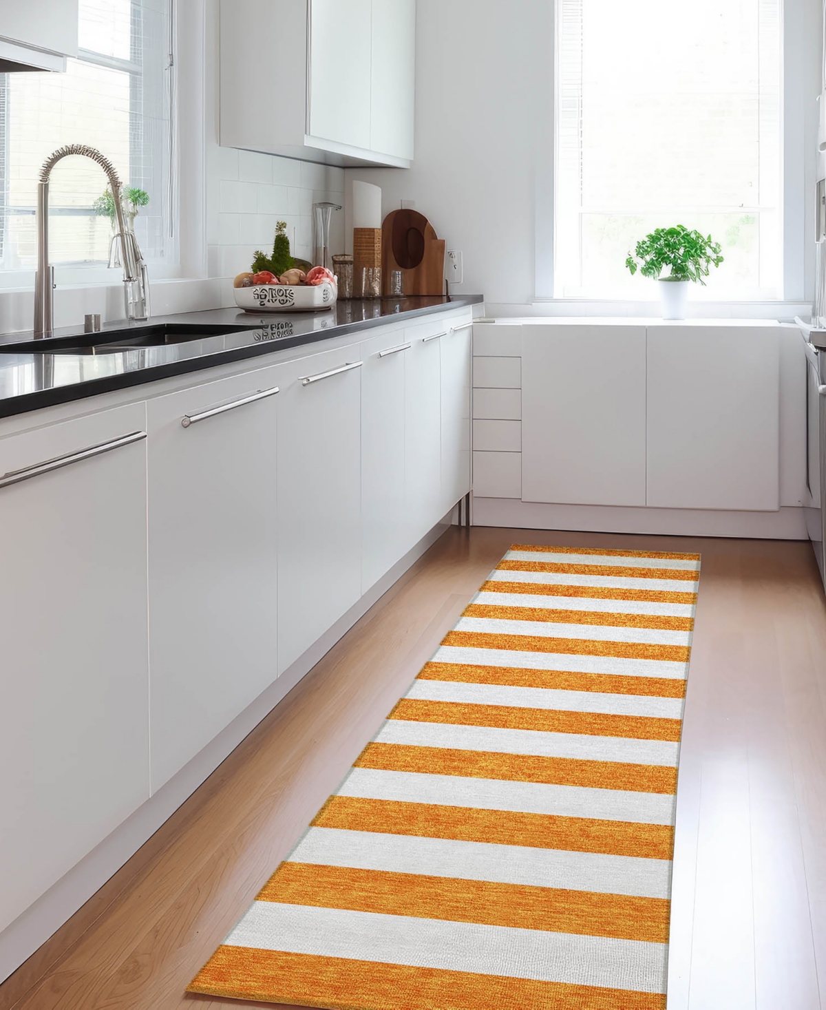 Addison Chantille Machine Washable Acn528 2'3x7'6 Runner Area Rug In Orange