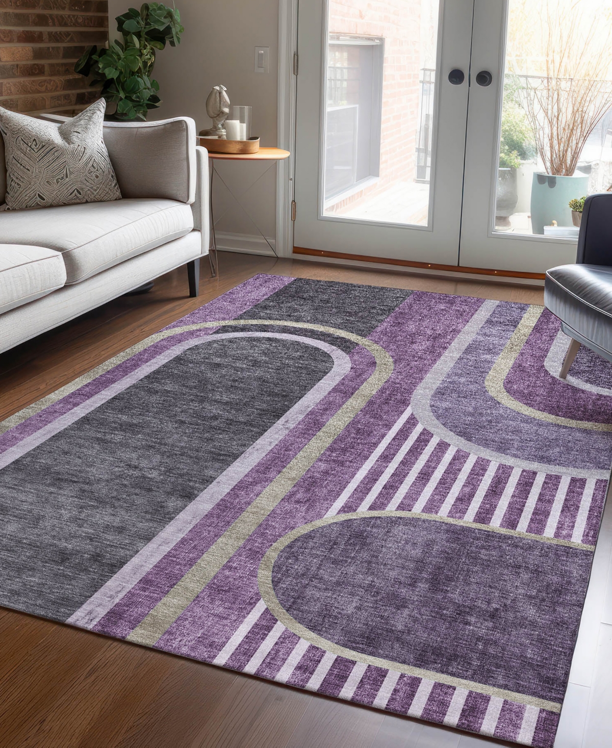 Addison Chantille Machine Washable Acn532 8'x10' Area Rug In Purple