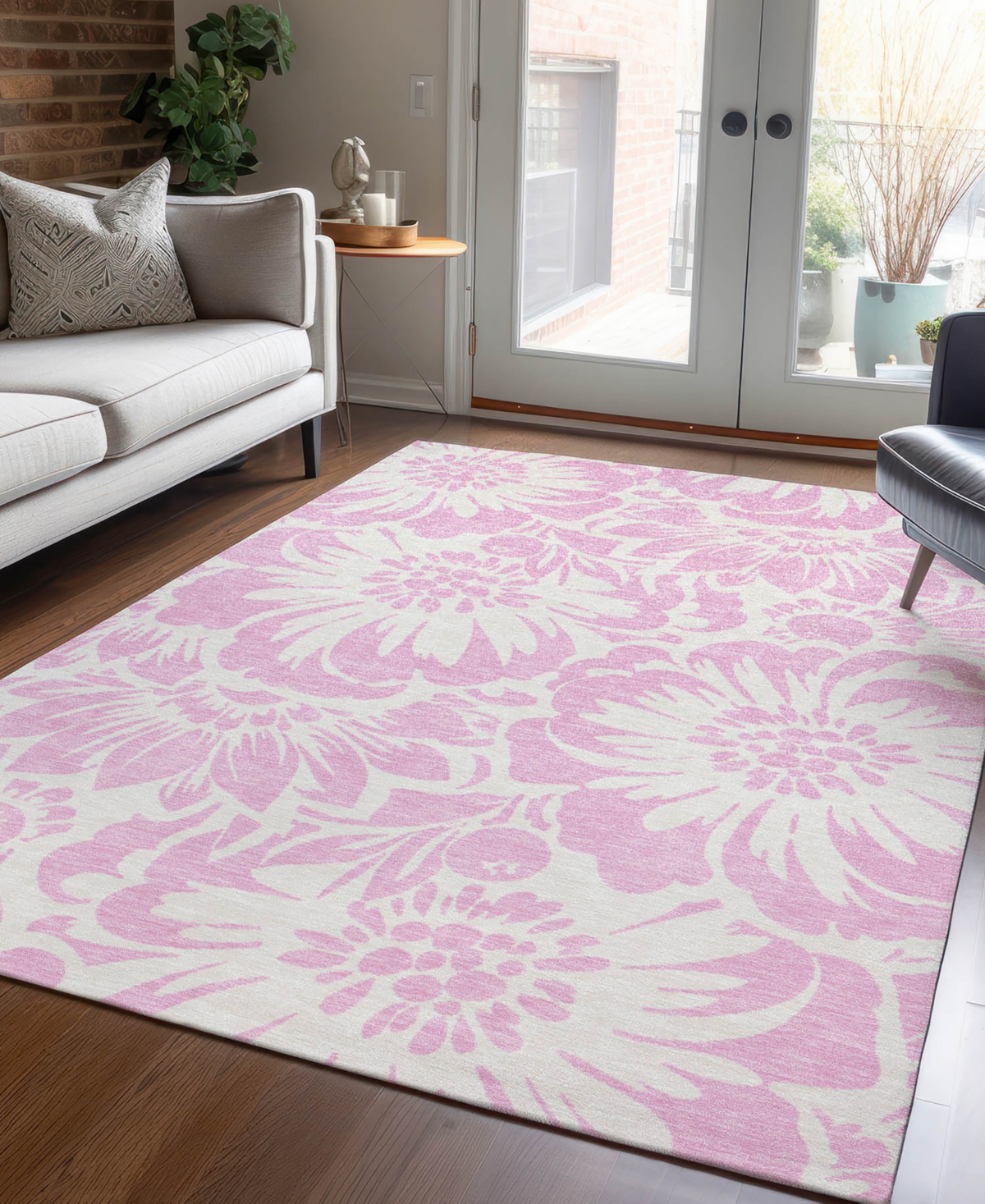 Addison Chantille Machine Washable Acn551 2'6x3'10 Area Rug In Pink