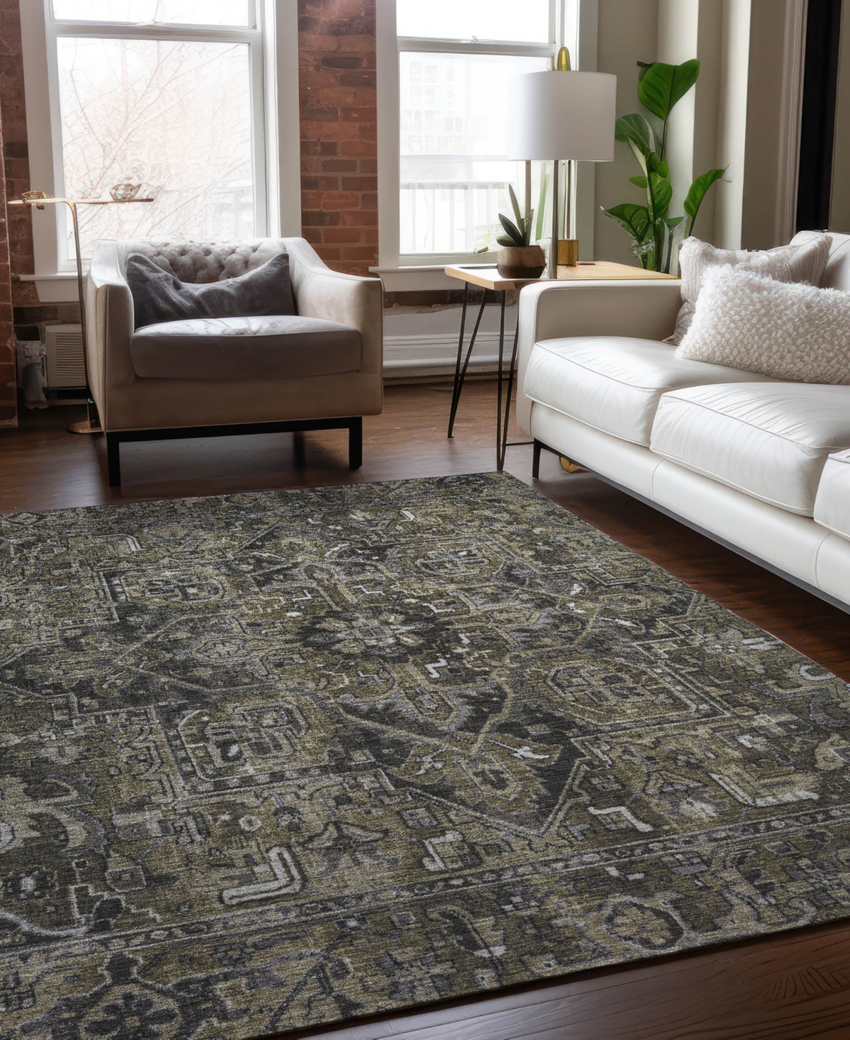 Addison Chantille Machine Washable Acn570 9'x12' Area Rug In Taupe