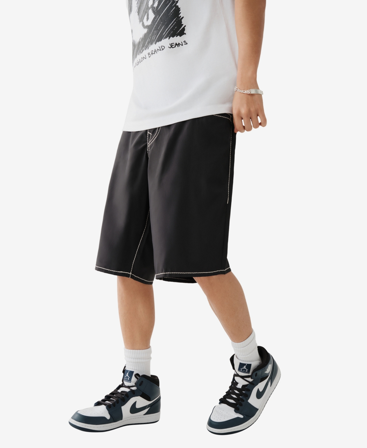 Shop True Religion Men's Ricky Big T Board Shorts In Black