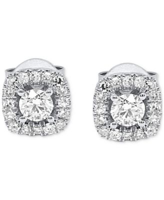 Lab-Created Diamond Halo Stud Earrings (1/2 ct. t.w.) in Sterling Silver or 14K Gold-Plated Sterling Silver