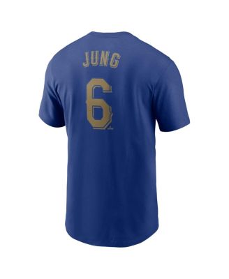 Men's Josh Jung Royal Texas Rangers 2024 Gold Collection Name Number T-Shirt