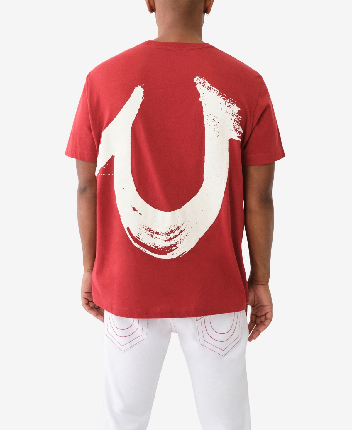 Shop True Religion Men's Short Sleeve Relaxed Painted Horseshoe Tee In Red
