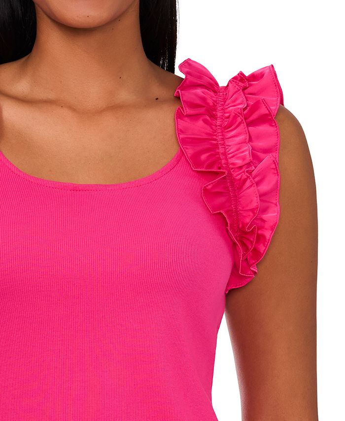 CeCe Women's Ruffle Sleeveless Rib Knit Tank Top - Macy's