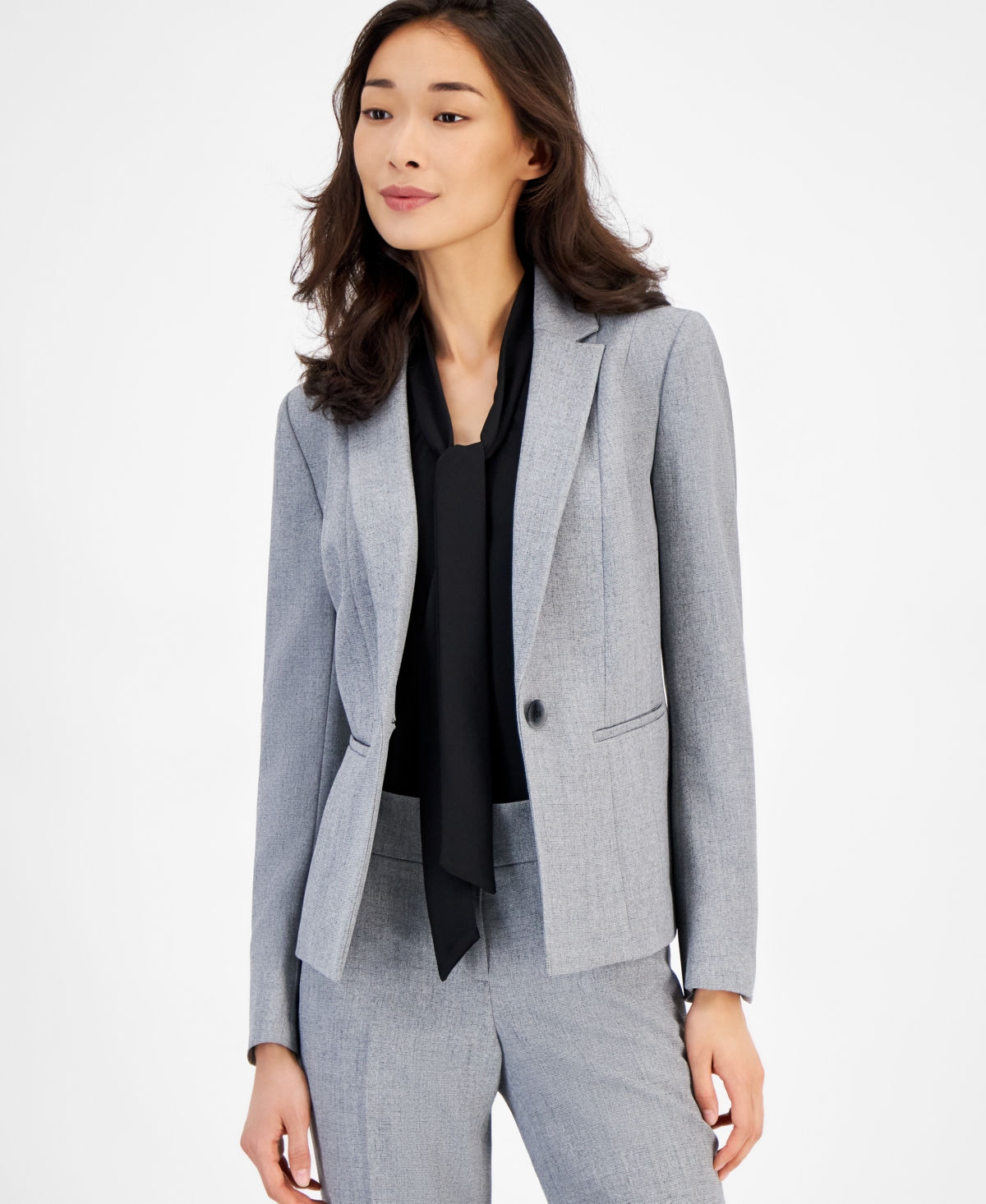 Kasper Women's Stretch Crepe One Button Blazer, Regular & Petite In Multi