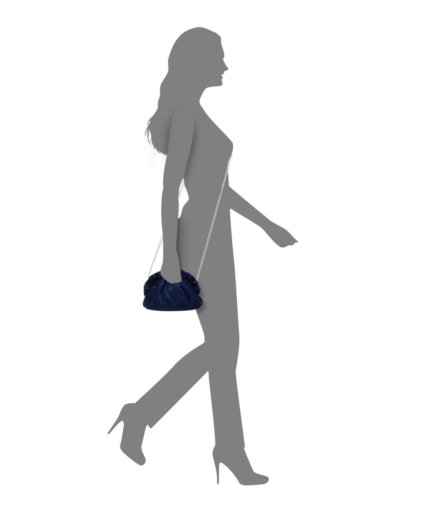 Satin Gathered Crossbody Pouch Bag