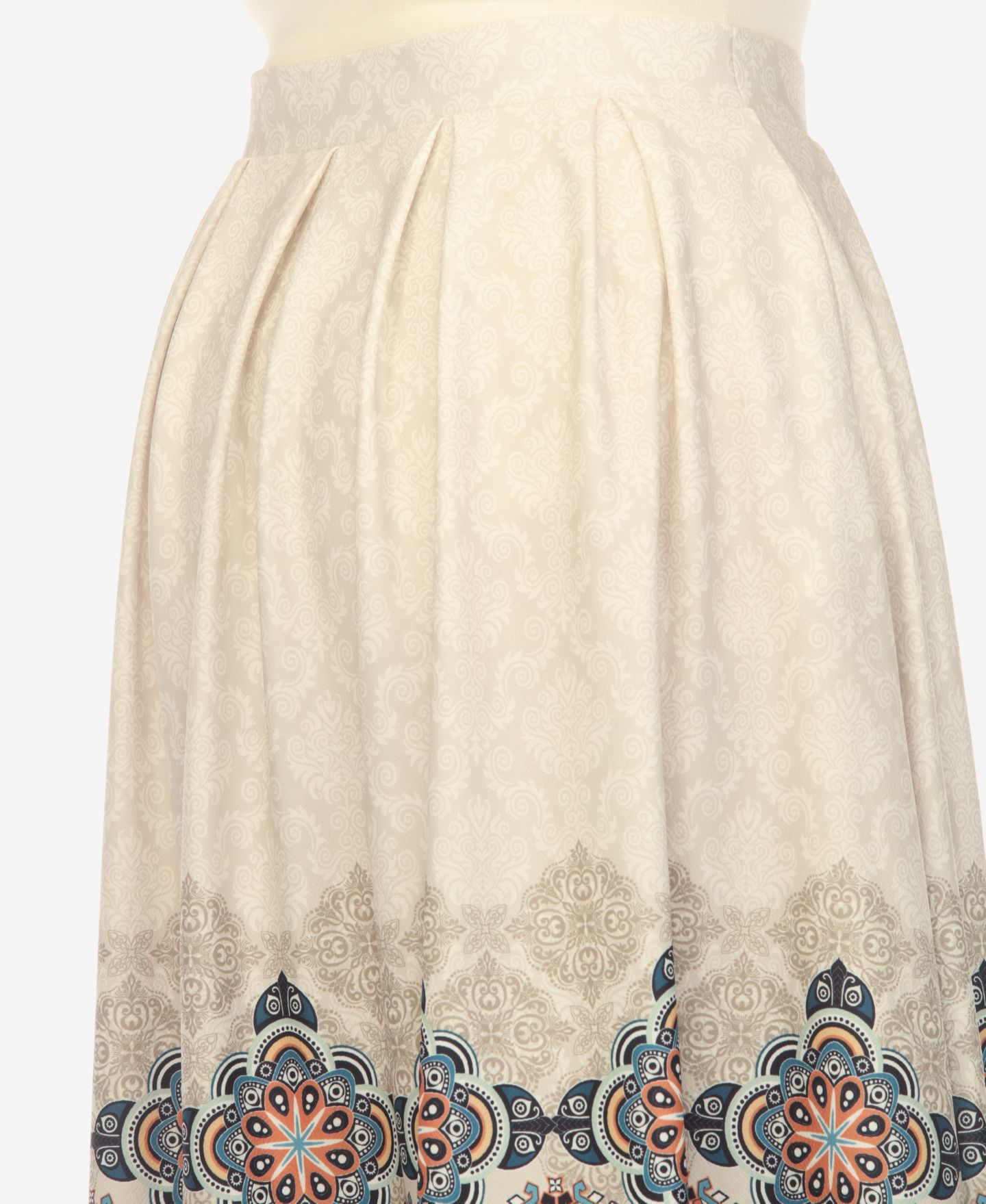 Женская юбка White Mark Plus Size Pleated Skirt with Border Print, цвет: Бежевый — фото 4