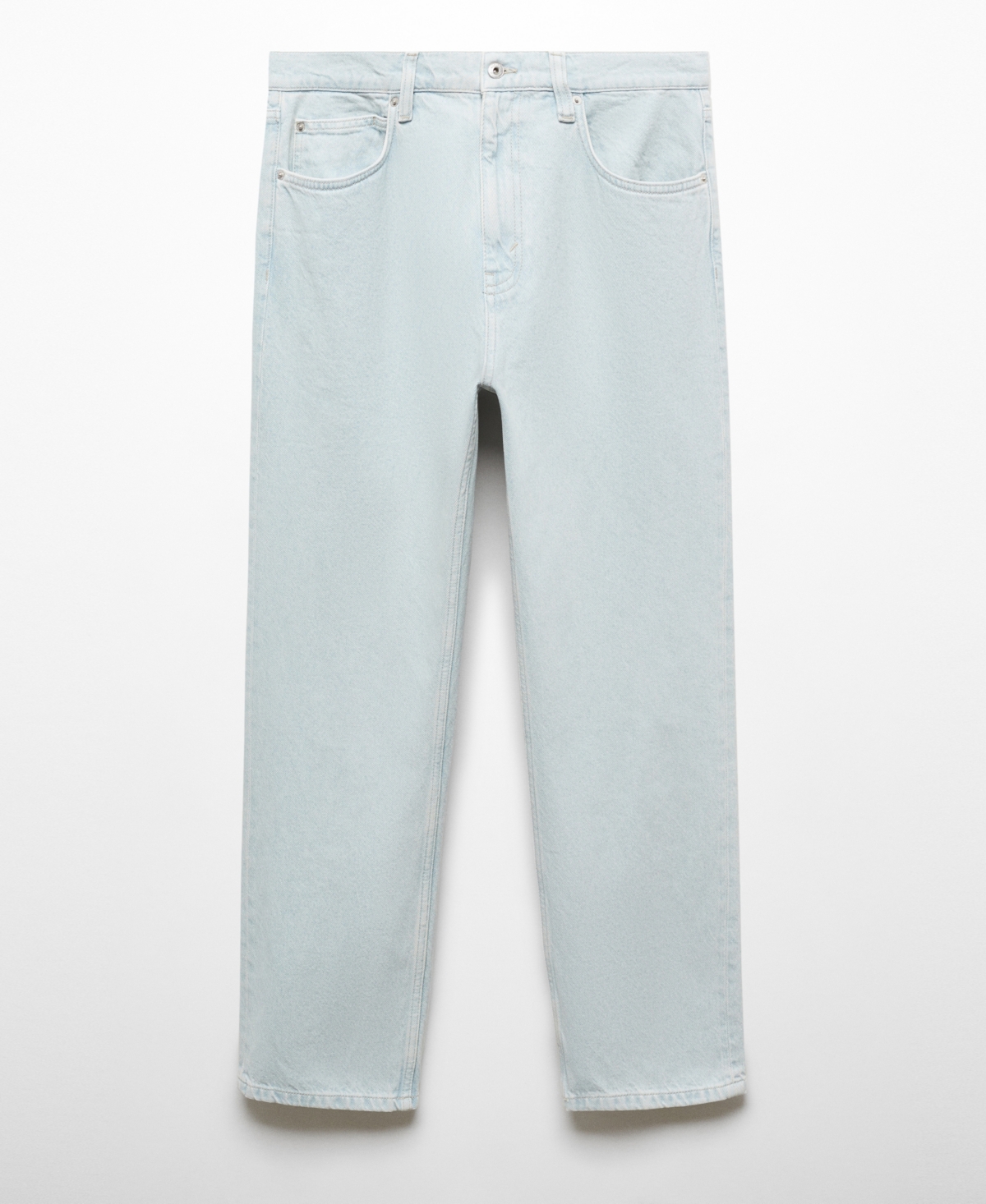 Shop Mango Men's Relaxed Fit Washed Effect Jeans In Bleach Blue