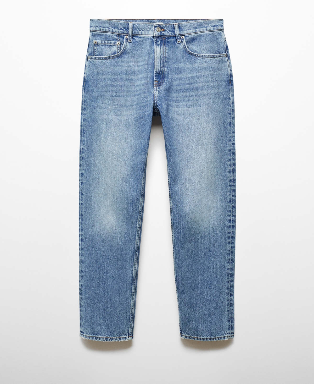 Shop Mango Men's Regular Fit Medium Wash Jeans In Medium Blue