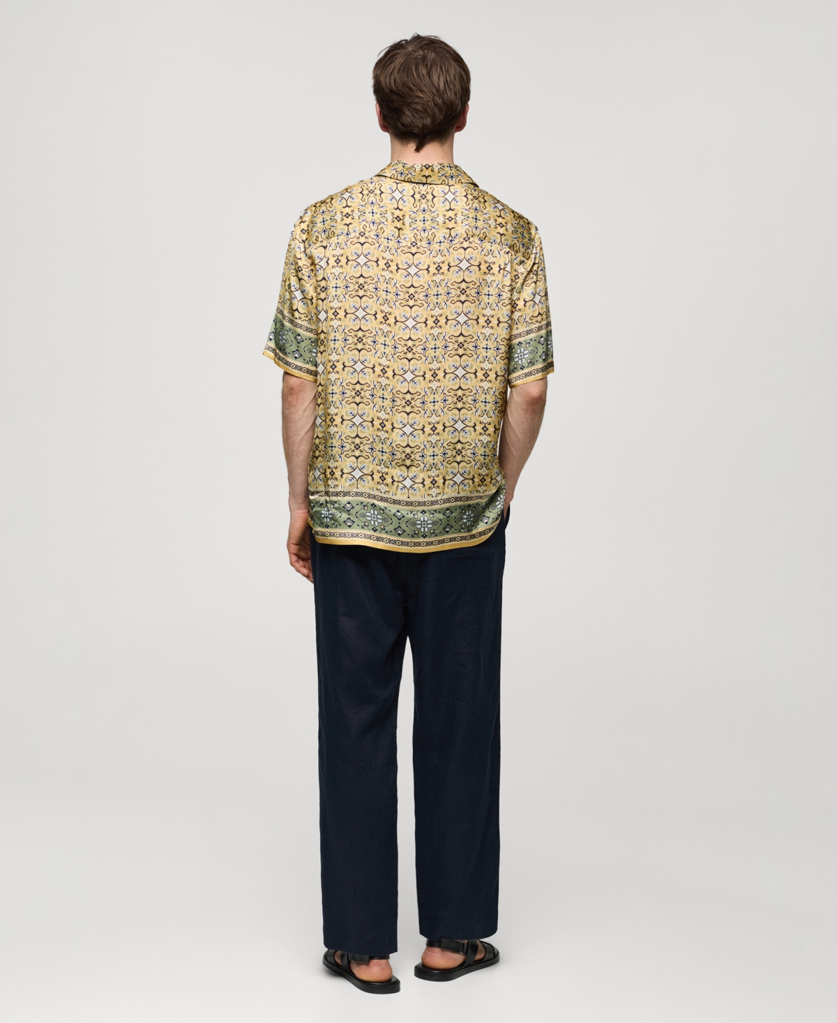 Mango Men's 100% Linen Drawstring Pants In Navy