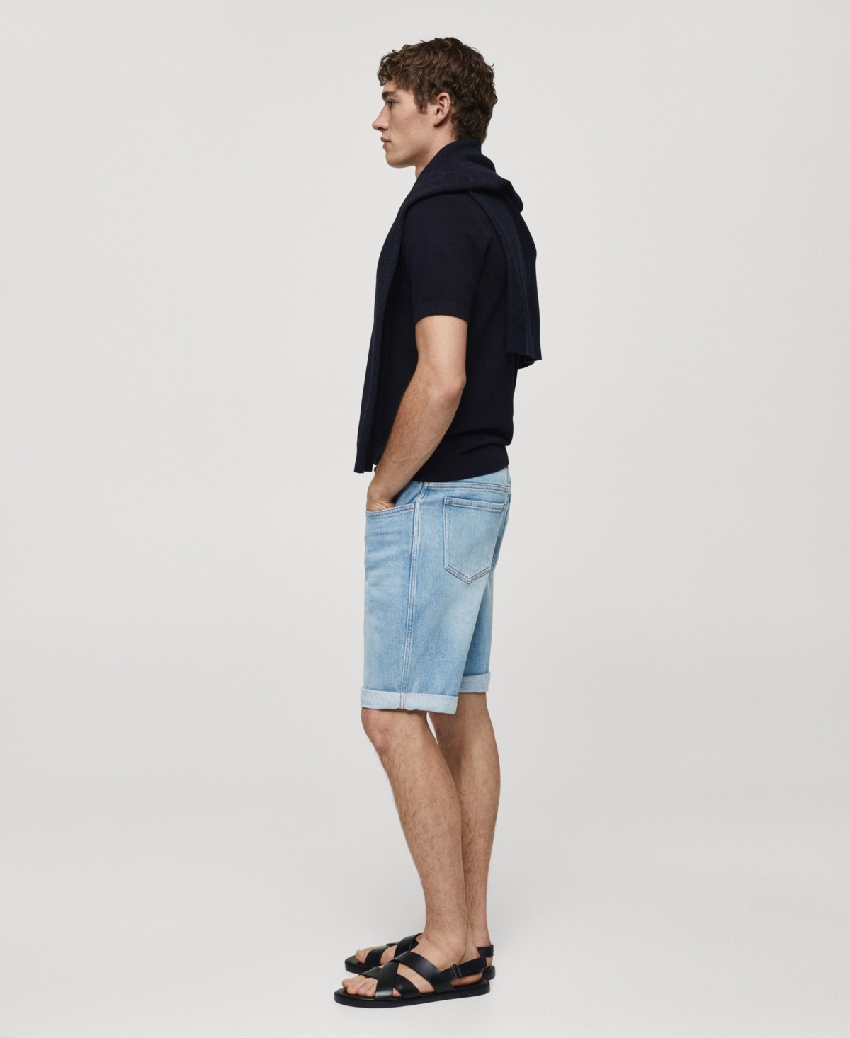 Shop Mango Men's Slim-fit Denim Bermuda Shorts In Medium Blue